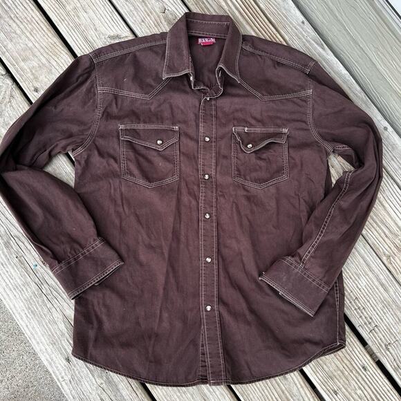Red Ranch men’s size XL cotton brown, work shirt with snaps - Picture 1 of 8